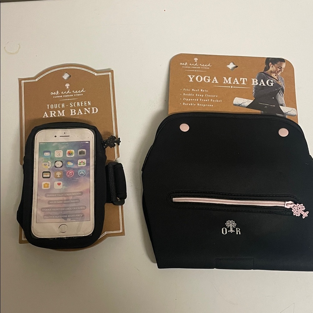 O+R Black Yoga Mat Bag and Touch-Screen Arm Band Set